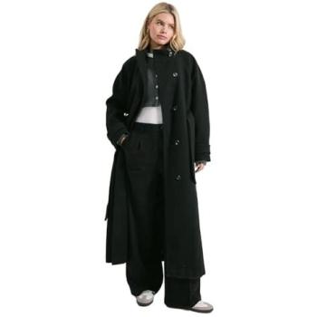 Dorothy Perkins Women's Midi Funnel Coat (Black, Size 20)
