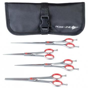 Red Roseline Scissor Collection – 4‑Piece Straight Set