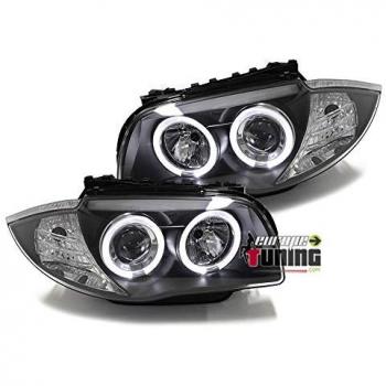 Feux Angel Eyes LED Noirs pour BMW Série 1 E81/E82/E87/E88