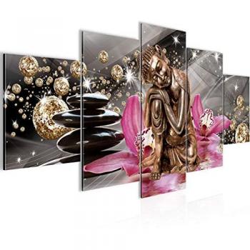 Tableau Murale Marron Rose Bouddha Orchidée