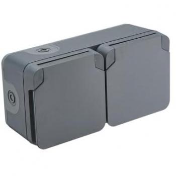 Prise double en saillie 2P+T IP55 anthracite Debflex