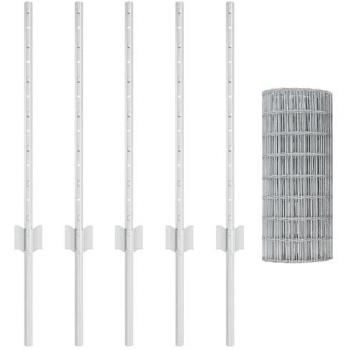 Valla Exterior 5 Postes U‑Plata 0,6 × 10 m Acero Duro