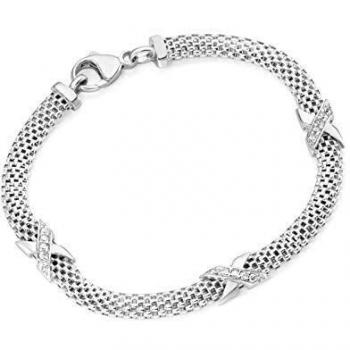 Smart Jewel Armband mit Zirkonia Steinen, 925 Silber, 19 cm
