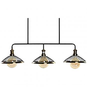 Industrial Elegance Metal Chandelier – Black with Gold Trim, 50W