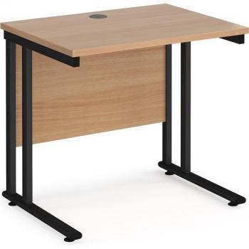 Beetle 25 Desk – 800 × 600 mm, Cantilevered Black Frame, Beech Finish