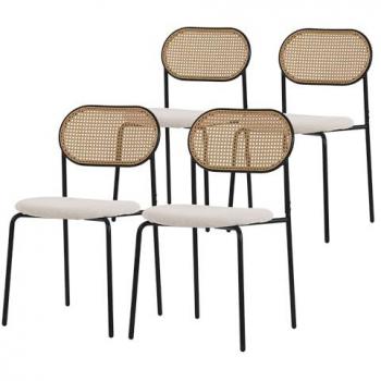 Quadro di sedie per sala da pranzo in acciaio e rattan – Ml‑design