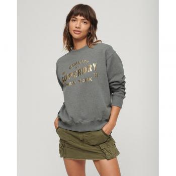 Metallic Logo Luxe Sweatshirt – Rich Charcoal, Size S