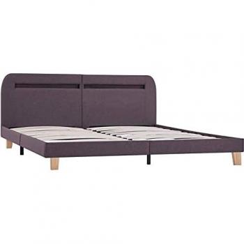 Bettgestell mit LED-Beleuchtung Taupe 160x200 cm