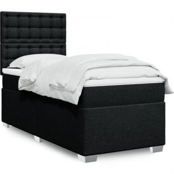 Box Spring Torana con Colchón de Tela Negra 80x200 cm