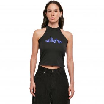 Débardeur femme crop col roulé noir