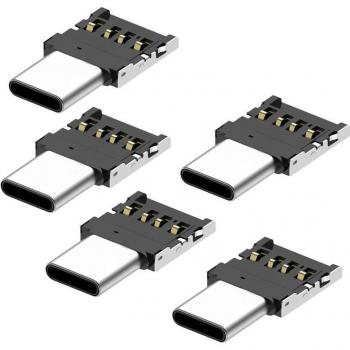 Adaptador USB-C/USB 2.0 compacto con soporte, 5 uds incluidas