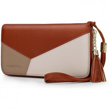 Cartera de Mujer de Cuero con Cremallera y Detalles en Borlas