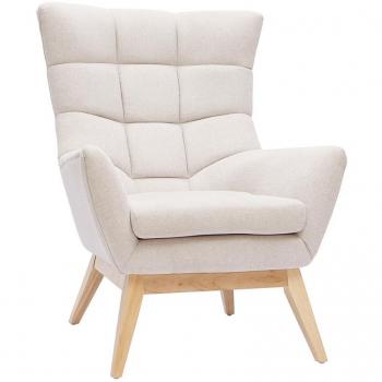 Poltrona scandinava effetto velluto colore naturale e legno brody