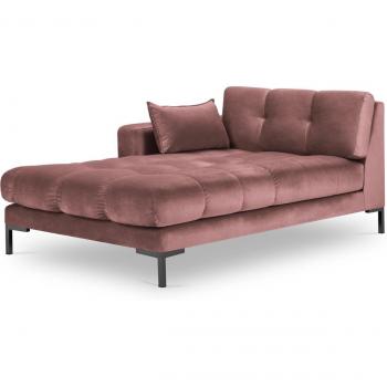 Méridienne Rose en Tissu Velours 185x75x102cm