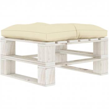 Ottomana da Giardino Pallet con Cuscino Crema in Legno