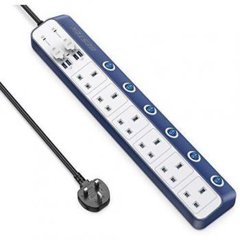 BESTEK 1.8M Power Strip with 4 USB Ports