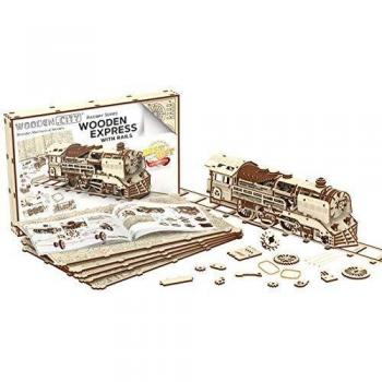 Wooden.City Kit de Locomotora de Madera y Rieles
