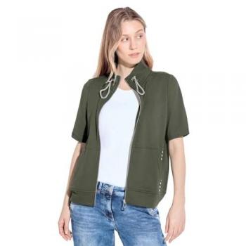 Cecil Damen Sweatjacke Cool Khaki mit Kontrastdetails Gr. M