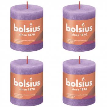Set 4 × Bougies Pilier Rustiques Bolsius – Violet Intense