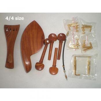 Ensemble complet de violon en bois rose avec mentonnière or et 4 accordeurs
