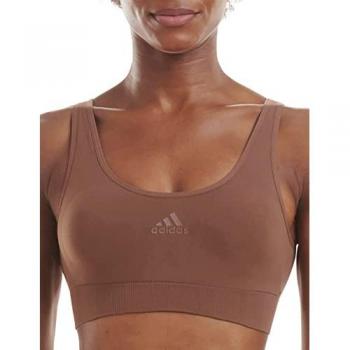 Adidas Damen Seamless Lounge Bra mit breitem Unterbrustband in Dunkelbraun und Toasted Mocha