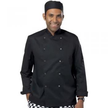 All‑Season Professional Press‑Stud Chef Coat – Black, Unisex Adult, Long Sleeve – XXS