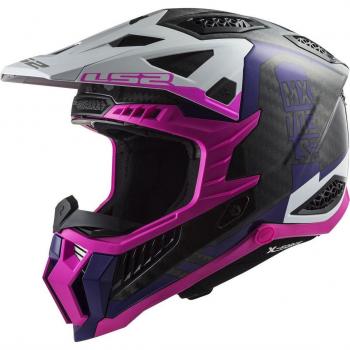 Casco Cross Carbonio Ls2 MX703 X-Force Victory Titanio Arancio Lucido XS