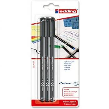 Edding 1200 Fasermaler schwarz 3er Pack