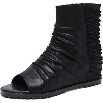 Gdgydh Spring Summer Black Leather Boots for Women