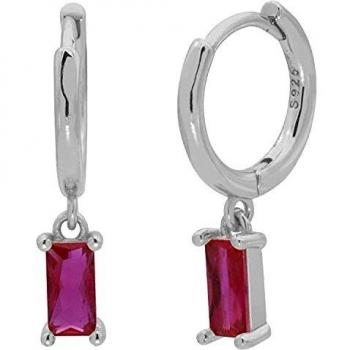 LIHELEI Silberschmuck Damencreole, Baguette-Anhänger, 925 Sterling, Hypoallergen