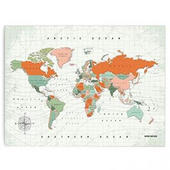 Mapa mural de corcho con tonos terracota, 60 x 45 cm