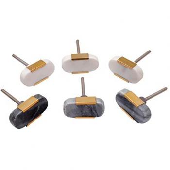 Juego de 6 pomos tiradores ovalados de piedra premium de 63 mm