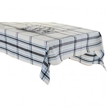 Kit nappe + serviettes en coton DKD – beige, bleu, 250 × 150 cm
