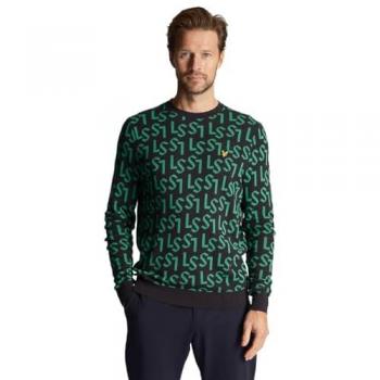 Lyle & Scott Marine‑Pull mit Rundhals und Monogram‑Stil – Herren M