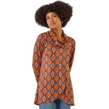 Orange Abstract Cowl Tunic – Women’s 16