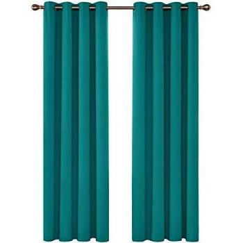 Deconovo Wärmeisolierte Gardinen 290x140 cm Türkis 2er Set