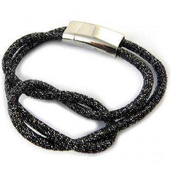 Les Trésors De Lily Scarlett Knot Designer Bracelet (Gray/Black)