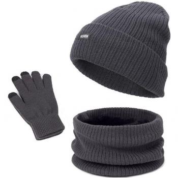 Warm Velvet Beanie Scarf Gloves Set