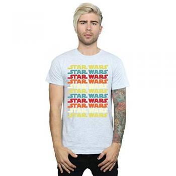 Star Wars Men's Retro Repeat Logo T-Shirt L grey