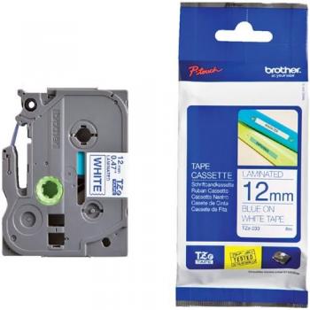 Brother P-touch labeltape TZE-233 12mm blauw op wit