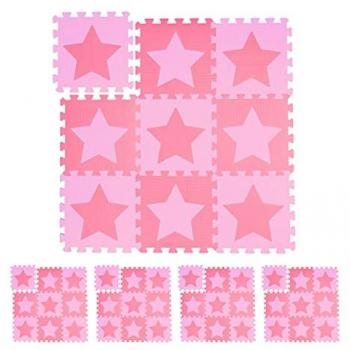 Tapis de jeu rose, 45 pièces de puzzle, Relaxdays