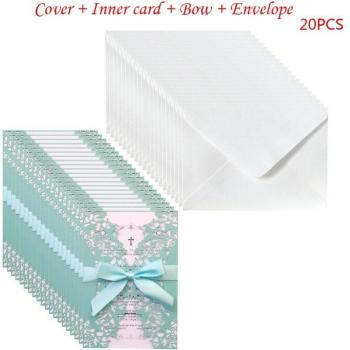 20 pièces Invitations de mariage avec enveloppes et ruban pour fête nuptiale