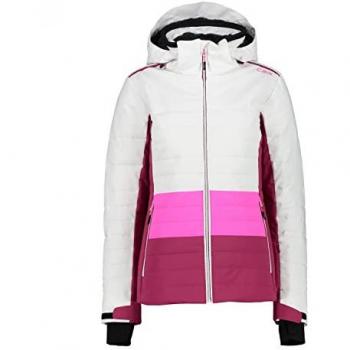 Flock Damen‑Skijacke in Weiß/Rosa, Kapuze herausnehmbar – XXL Größe