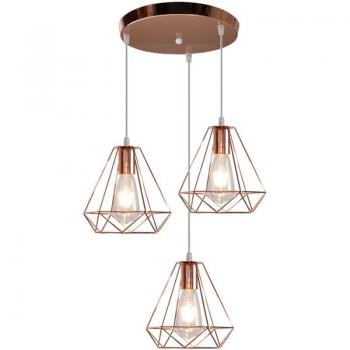 Vintage Industrial 3-Light Pendant Chandelier