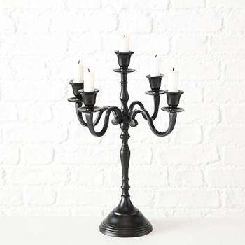 BOLTZE Kerzenständer Victoria, 5-flammig, Aluminium schwarz, H40 x Ø30 cm