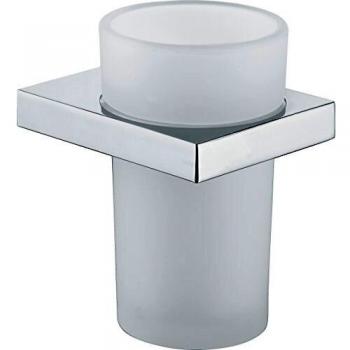 Gedy Lanzarote Porta Spazzolini A Parete Cromato Con Bicchiere In Vetro Satinato Codice Prod: 0000A3101300000