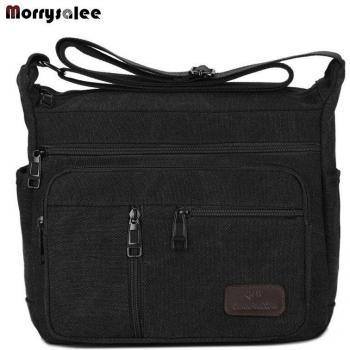 Men's Solid Zipper Crossbody Bag