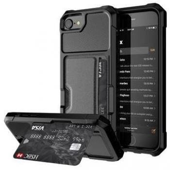 Kit de Proteção Híbrida Preto com Porta-Cartões para iPhone 7/8/SE (2020/2022)