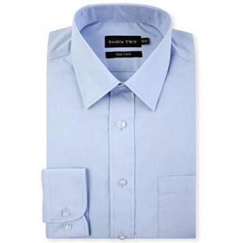 Double Two Men's Long Sleeve Non-Iron Cotton Rich Shirt in Glacier Blue (16in)