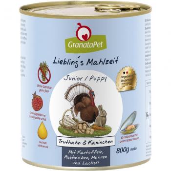 GranataPet Repas Préféré Junior Dinde, Lapin 12 x 800 g